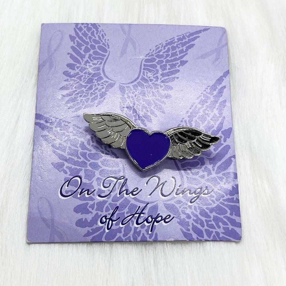 🔮 5/$25 On The Wings‎ of Hope Purple Heart With Wings Pin - Picture 2 of 4